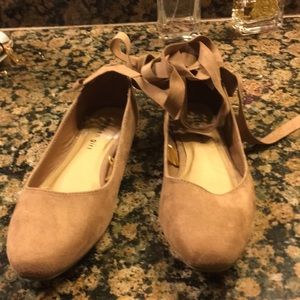 Madden Girl suede tan ballerina flats